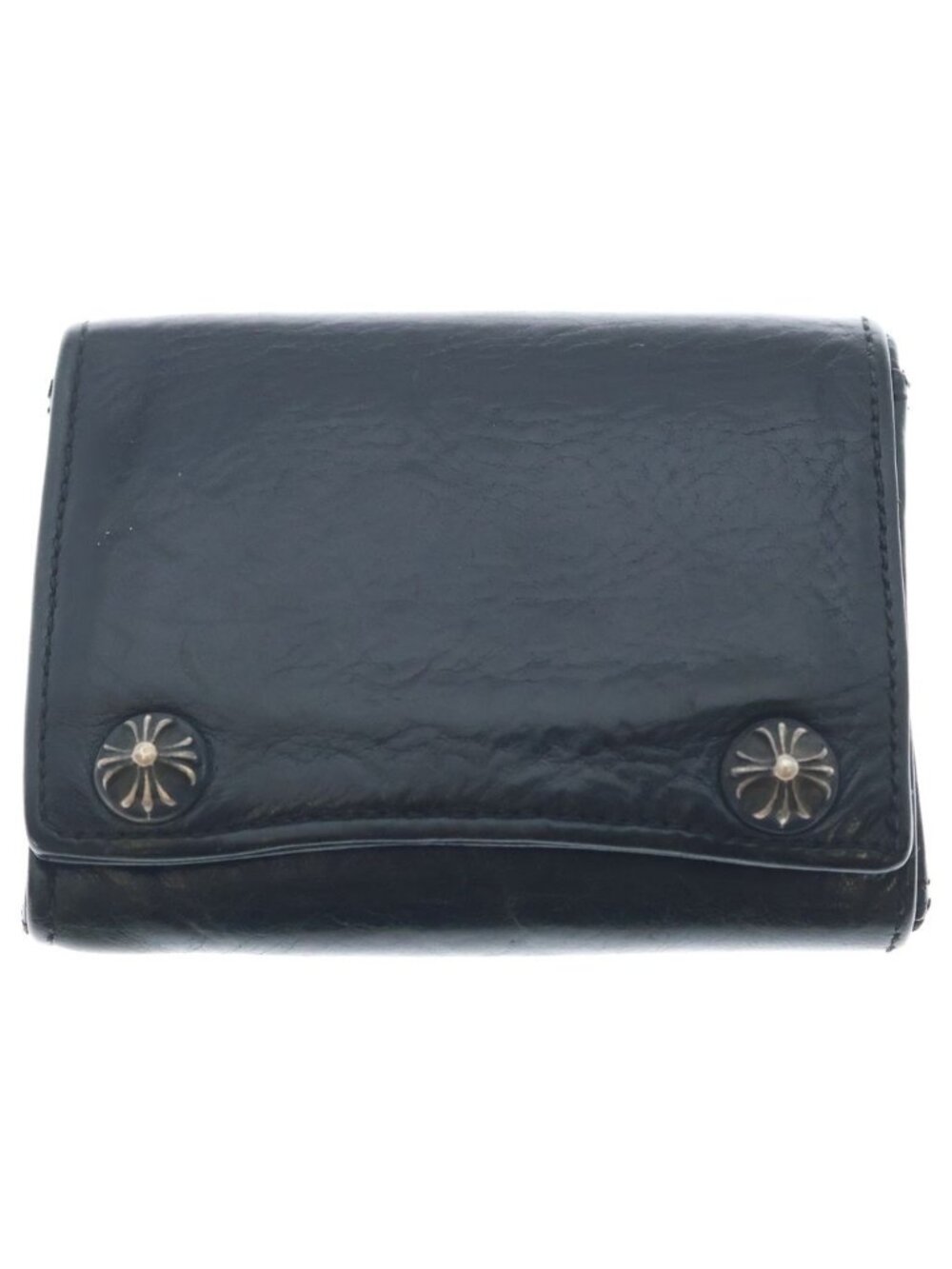 Chrome Hearts Cross Ball Button Leather Wallet Black